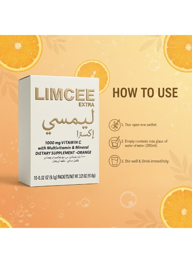 Limcee extra - 1000 mg with Multivitamin & Mineral Dietary Supplement - Orange (Pack of 10 Sachets) - Image 5